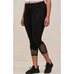 Torrid Size 3 Crop Signature Waistband Mesh Stars Premium Legging - Black